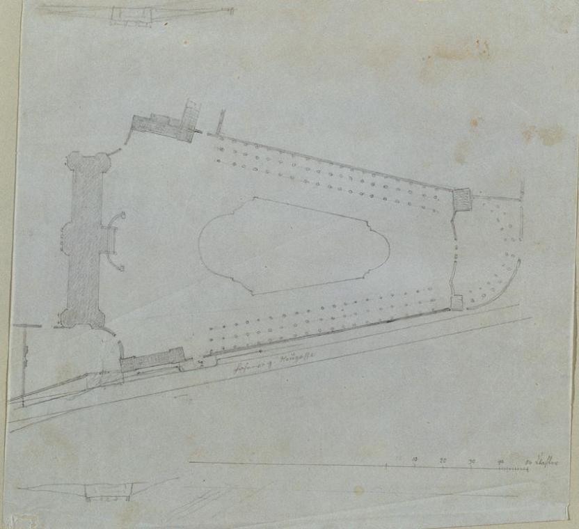 Johann Peter Krafft, Studie zum Oberen Belvedere, Bleistift, Feder auf Papier, Blattmaße: 21,7  ...