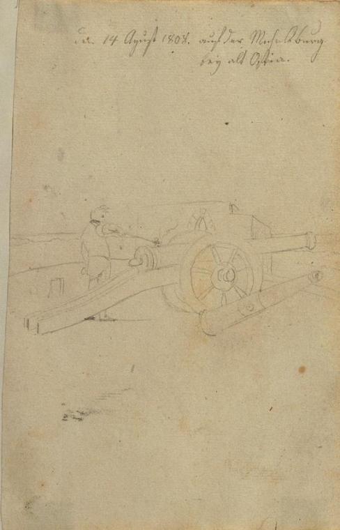 Johann Peter Krafft, Episode auf der Michelsburg bei Ostia, 1808, Bleistift auf Papier, weiß ge…