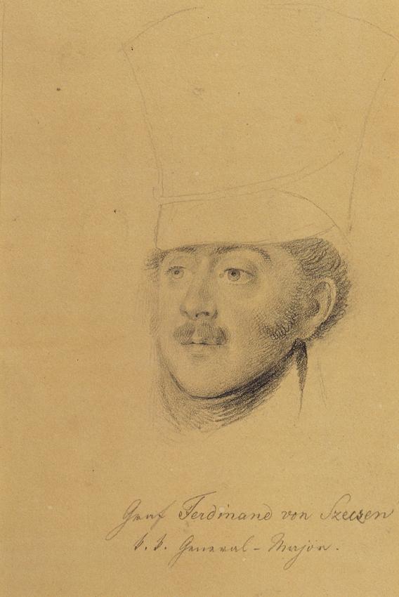 Johann Peter Krafft, Studie zu "Erzherzog Karl mit seinem Stab in der Schlacht bei Aspern" (Gra…