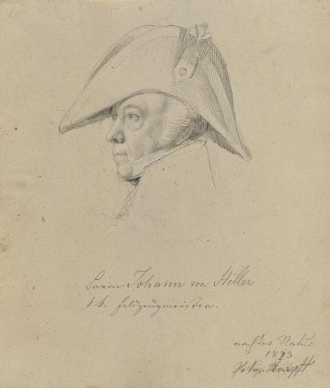 Johann Peter Krafft, Studie zu "Erzherzog Karl mit seinem Stab in der Schlacht bei Aspern" (Bar…