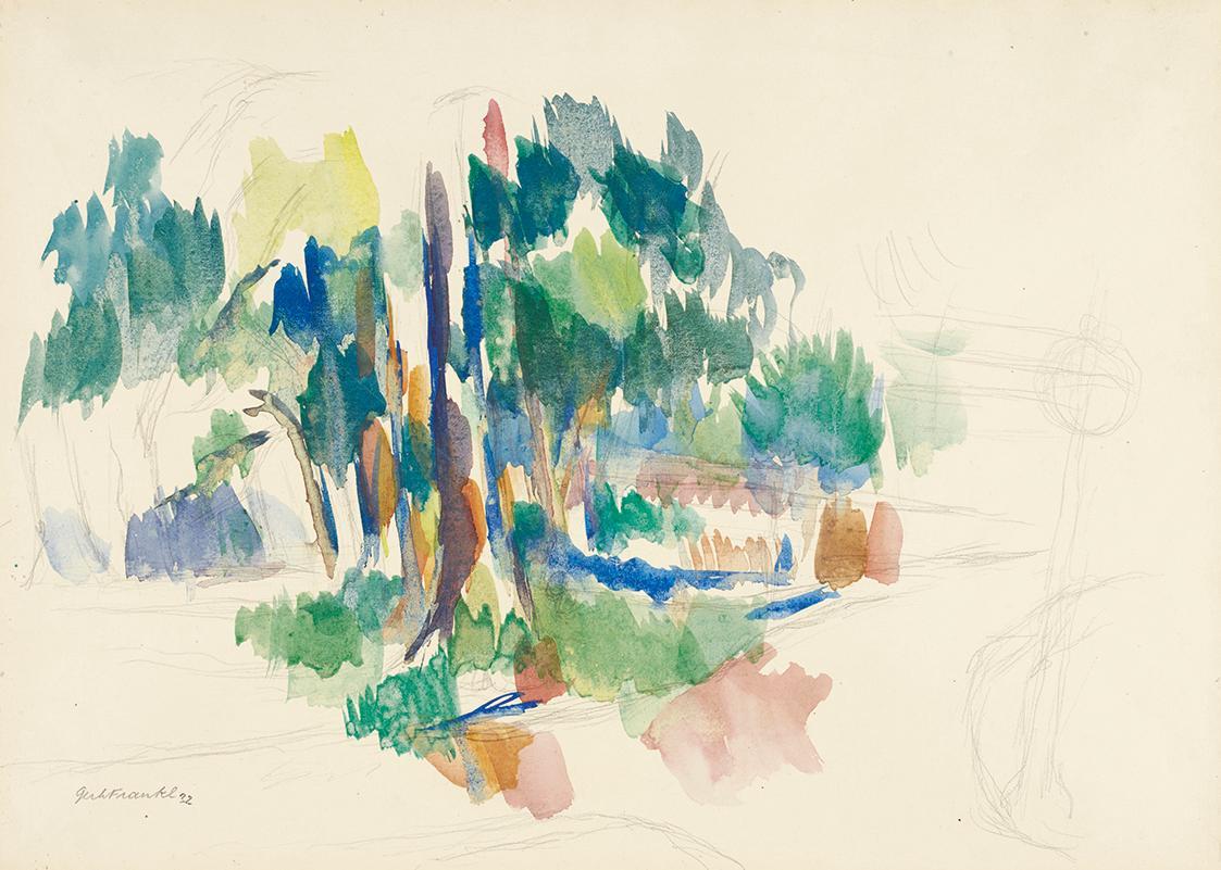 Gerhart Frankl, Wienerwald III, 1932, Bleistift und Aquarell auf Papier, 39,2 × 54,7 cm, Legat  ...