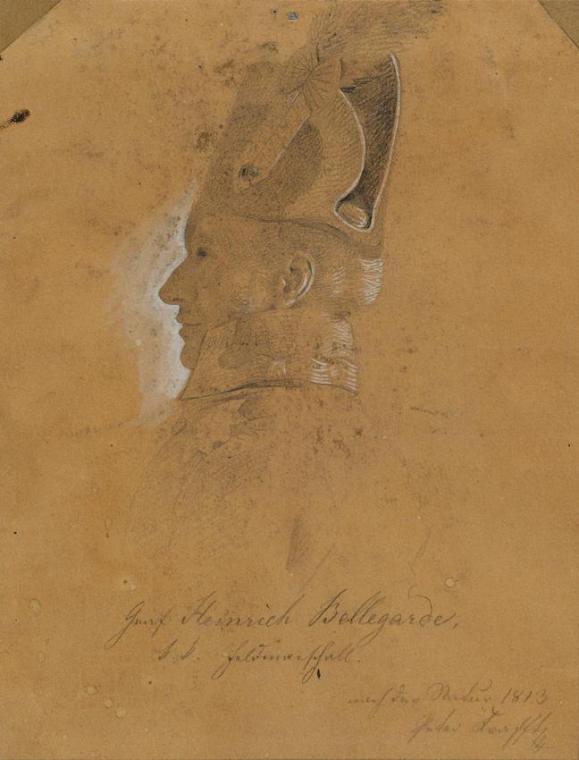 Johann Peter Krafft, Studie zu "Erzherzog Karl mit seinem Stab in der Schlacht bei Aspern" (Gra…