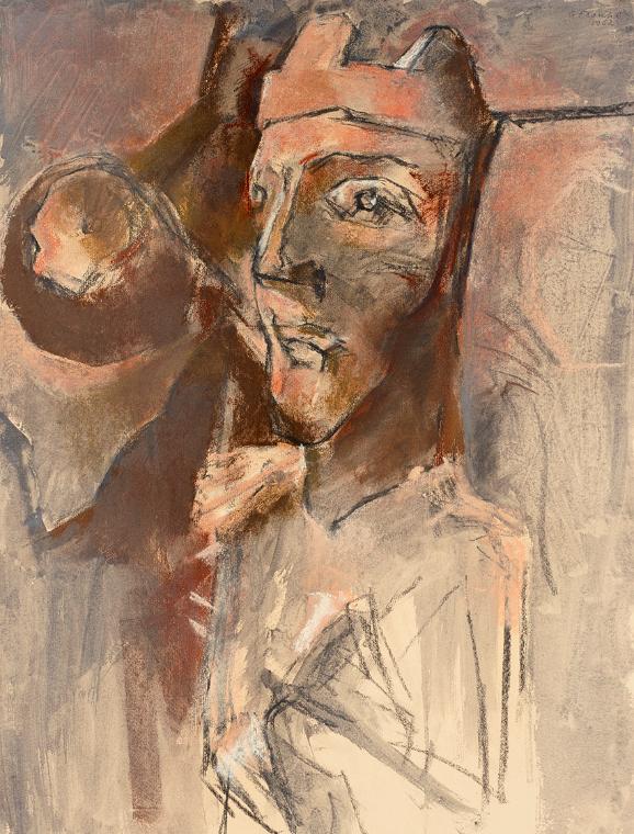 Gerhart Frankl, König von San Zeno II, 1962, Kohle, Pastell und Gouache auf Papier, 63,2 × 48,5…