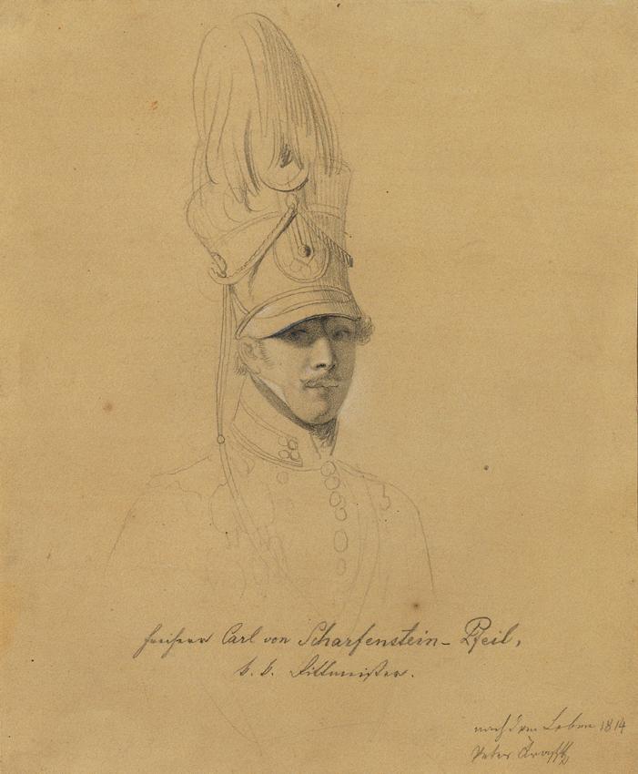 Johann Peter Krafft, Karl Freiherr von Scharfenstein-Pfeil (Detailstudie zu "Siegesmeldung des  ...