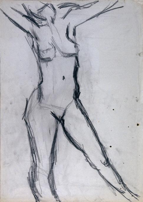 Otto Eder, Weiblicher Akt, 1945/1955, Kreide auf Papier, 100 x 70 cm, Belvedere, Wien, Inv.-Nr.…