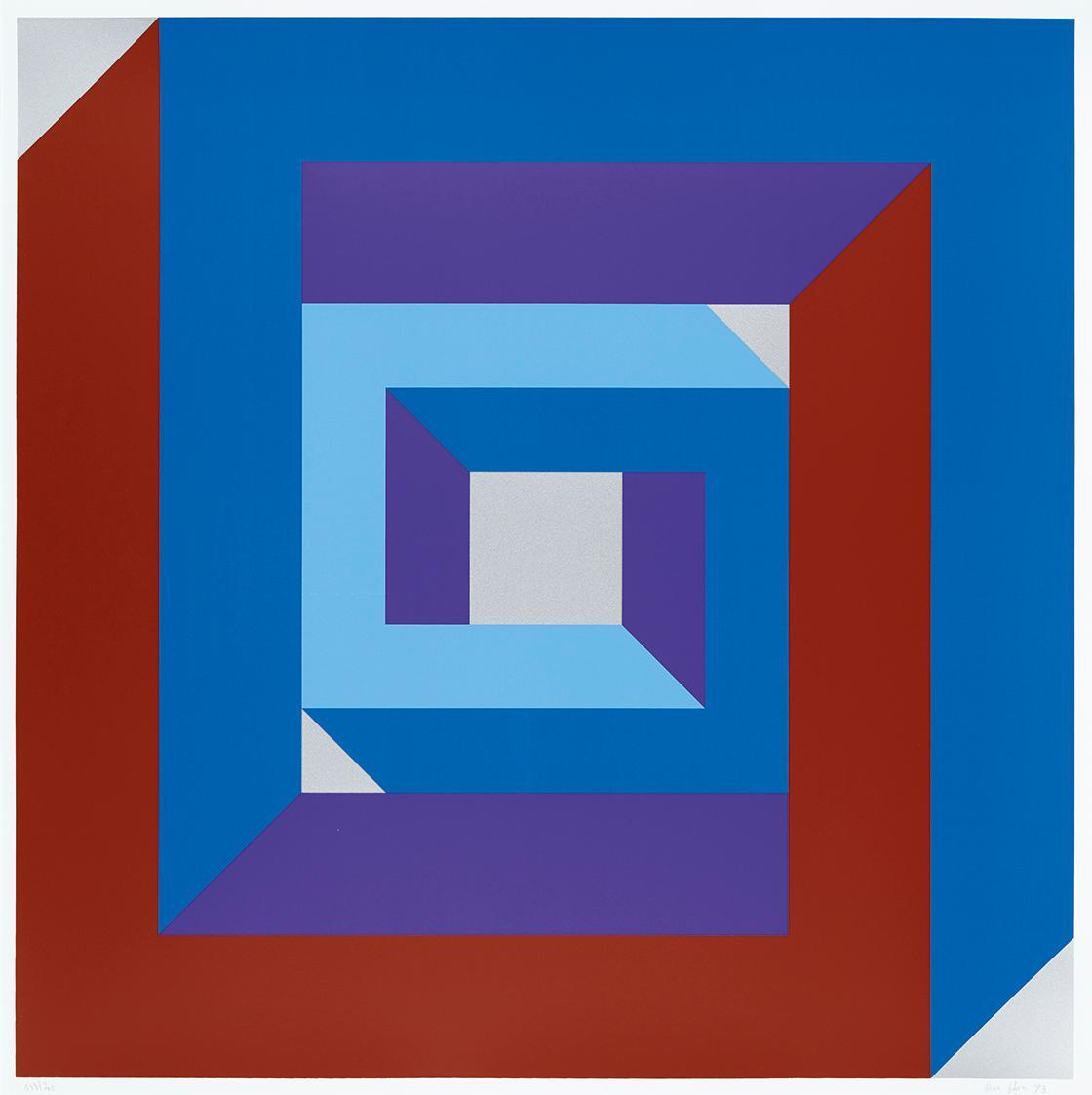 Marc Adrian, Poèmes Inventionistes III, 1973, Serigrafie auf Papier, 60 × 60 cm, Schenkung Samm ...