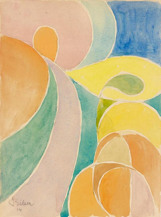 Alois Bilek, Abstrakte Komposition, 1914, Aquarell auf Papier, 26,9 × 19,8 cm, Dauerleihgabe Sa…