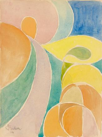 Alois Bilek, Abstrakte Komposition, 1914, Aquarell auf Papier, 26,9 × 19,8 cm, Dauerleihgabe Sa…
