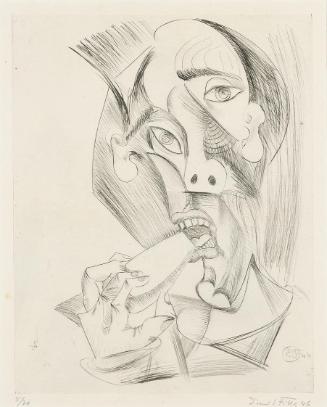 Emil Filla, Mann, Brot (auf)essend, 1946, Radierung, 39,4 × 31 cm, Dauerleihgabe Sammlung Rotte…