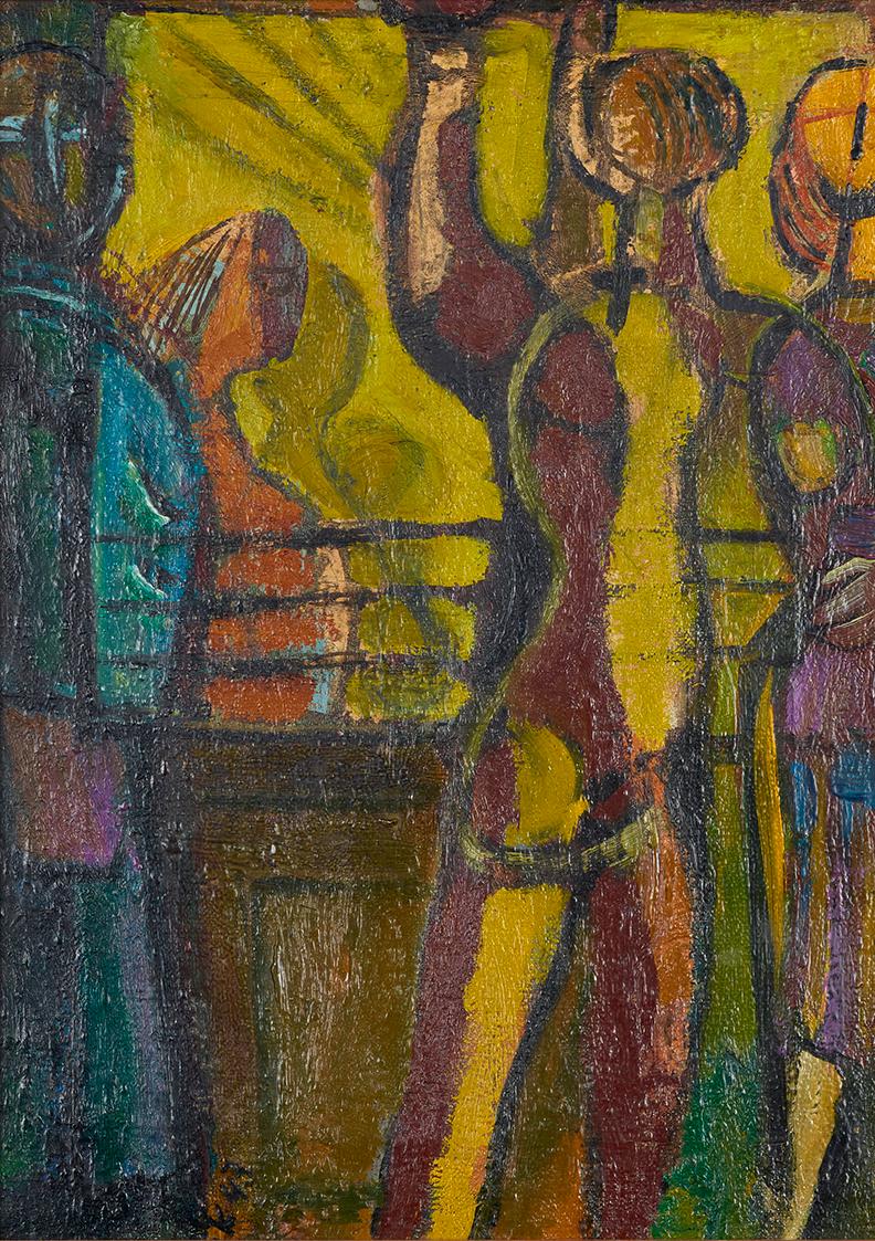 Jan Kotík, In der Straßenbahn, 1942/1948, Öl, 33,5 × 24,5 cm, Dauerleihgabe Sammlung Rotter, Be…