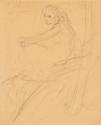 František Kupka, Sitzendes Mädchen, 1905, Bleistift auf Papier, 20 × 16 cm, Dauerleihgabe Samml…