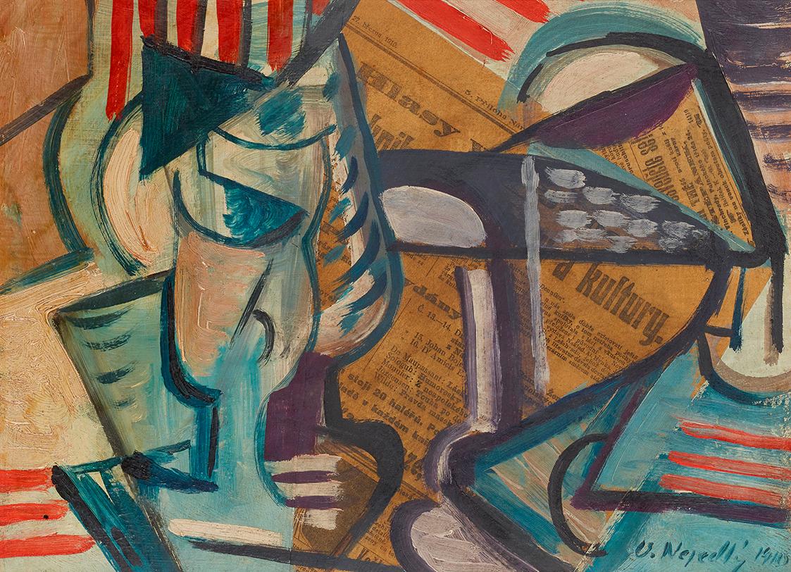 Otakar Nejedlý, Stillleben mit Becher, 1910, Öl auf Papier auf Platte, 27,5 × 37 cm, Dauerleihg…