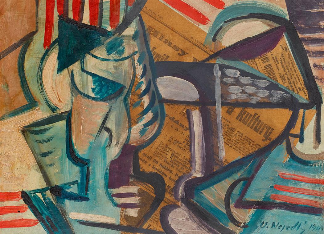 Otakar Nejedlý, Stillleben mit Becher, 1910, Öl auf Papier auf Platte, 27,5 × 37 cm, Dauerleihg…