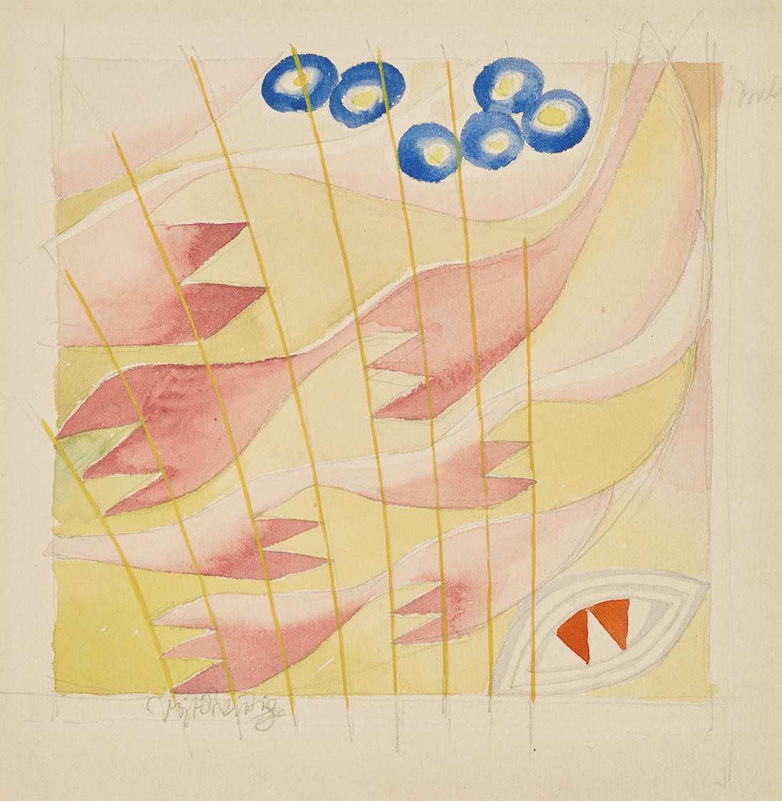 Vojtěch Preissig, Art Fundamental, 1922, Aquarell, 17,2 × 17,2 cm, Dauerleihgabe Sammlung Rotte…