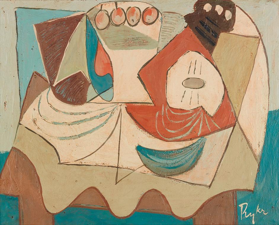 Zdeněk Rykr, Stillleben mit Äpfeln, 1937/1939, Öl auf Leinwand, 40 × 50,5 cm, Dauerleihgabe Sam…