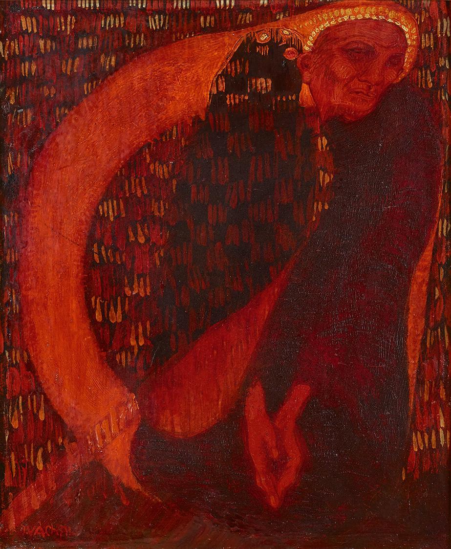 Josef Váchal, Gebet, 1905/1909, Öl auf Faserkarton, 35 × 30 cm, Dauerleihgabe Sammlung Rotter, …
