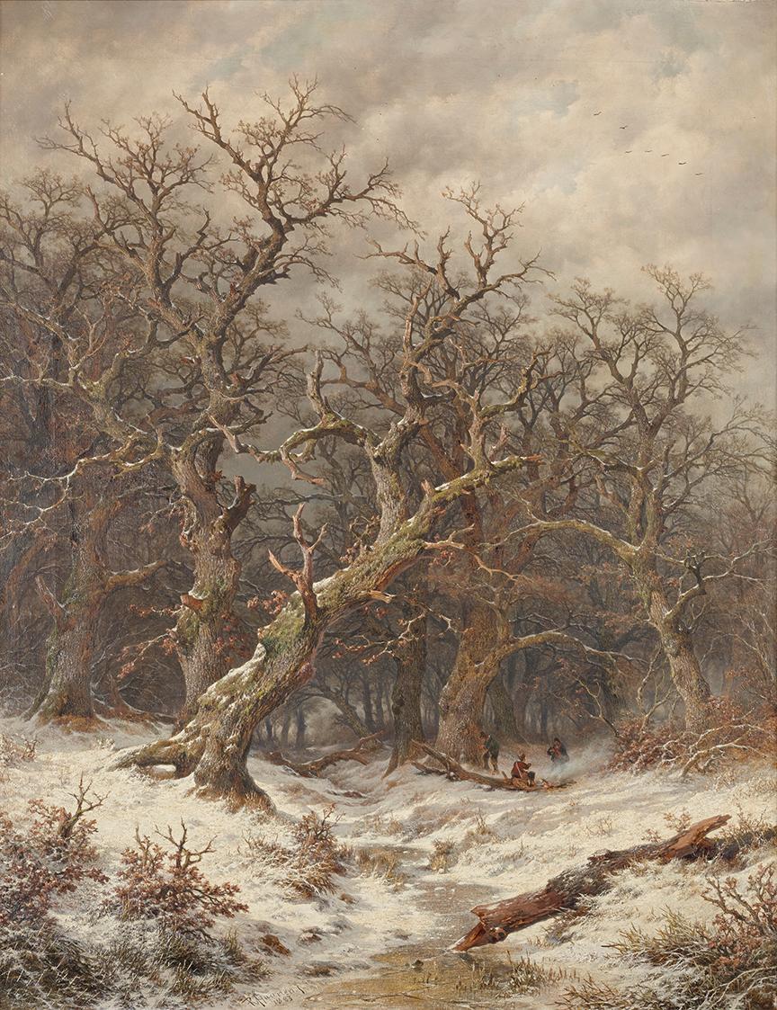 Remigius Adrianus van Haanen, Winterlandschaft (Winterwald), 1883, Öl auf Leinwand, 88 x 68 cm,…