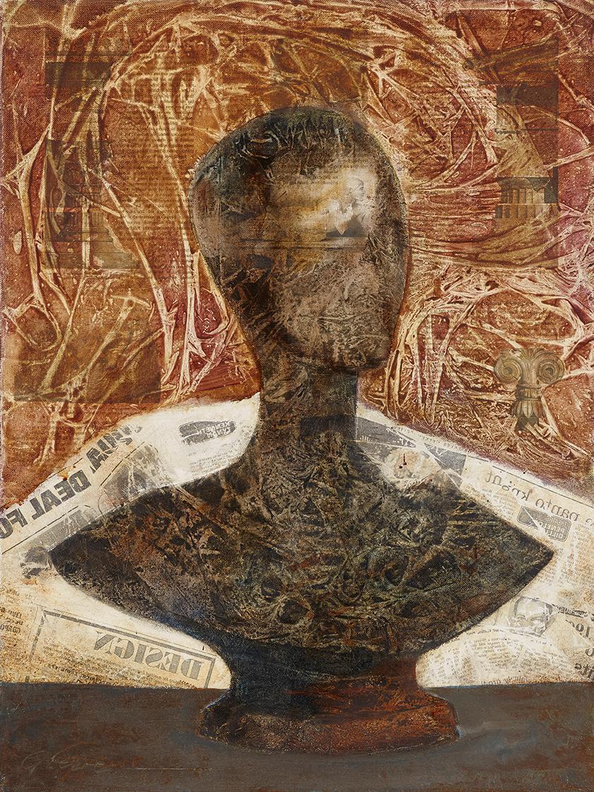 Otto S. Grewe, Ohne Titel, 1965, Collage, übermalt, auf Leinwand, 66,5 × 50,3 cm, Belvedere, Wi…