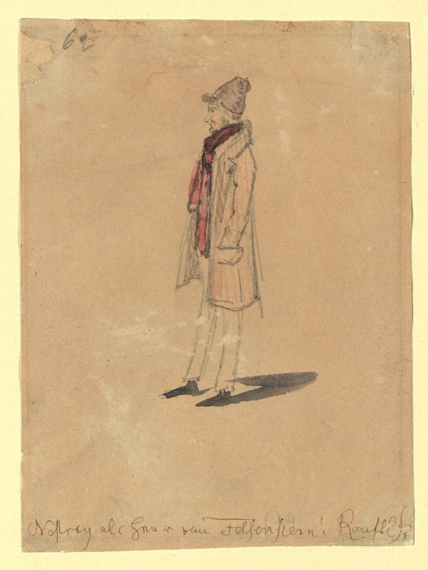 Johann Matthias Ranftl, Johann Nestroy in der Rolle des Blasius Rohr, verkleidet als Herr von F…