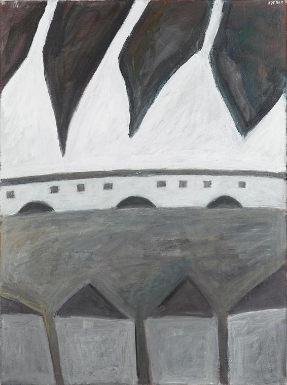 Kurt Hüpfner, Der Treffpunkt, 1998, Acryl auf Leinwand, 75,3 × 56,5 cm, Belvedere, Wien, Inv.-N…
