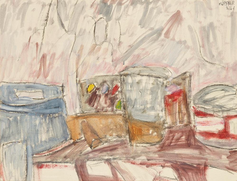 Kurt Hüpfner, Ohne Titel, Aquarell und schwarze Kreide auf Papier, 1964, 42,5 × 55,5 cm, Schenk…