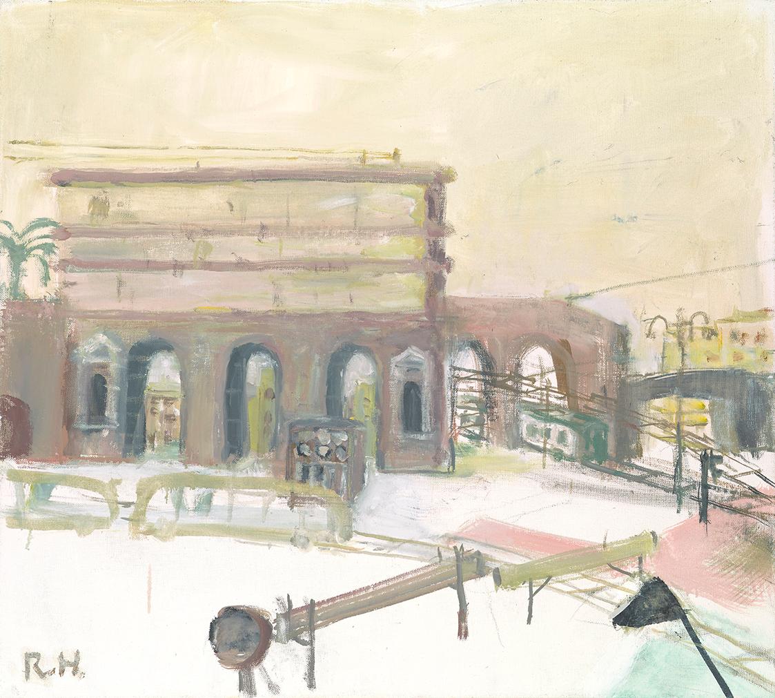 Rudolf Hradil, Porta Maggiore und Grab des Bäckers, 2007, Öl auf Leinwand, 90 × 100 cm, Belvede…