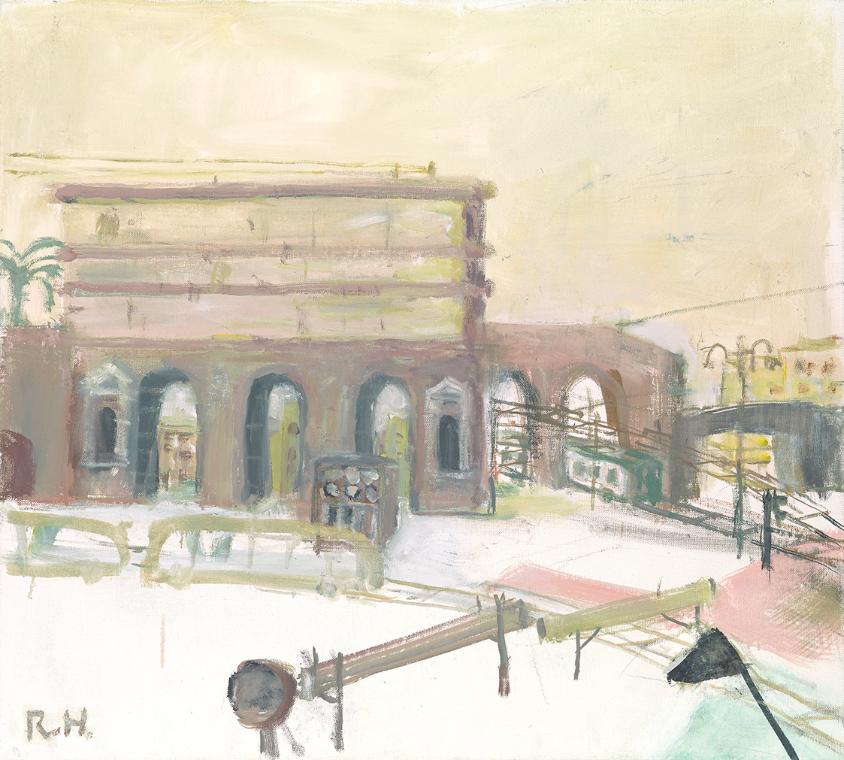 Rudolf Hradil, Porta Maggiore und Grab des Bäckers, 2007, Öl auf Leinwand, 90 × 100 cm, Belvede…