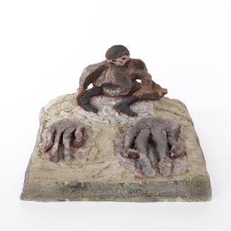 Kurt Hüpfner, Nach der Schneeballschlacht, 1993, Terrakotta, Engobe, Gips, Öl, 21,5 × 38 × 43 c…