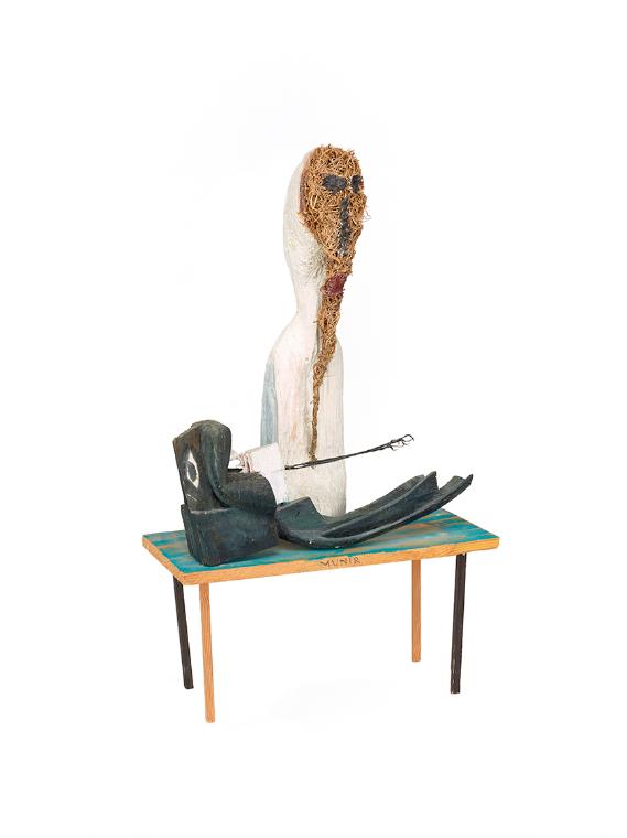 Kurt Hüpfner, Munir, 1982, Holz, Gips, Ölfarbe, Draht, 69 × 41,5 × 18,5 cm, Belvedere, Wien, In ...