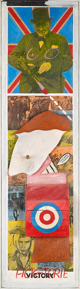 Kurt Hüpfner, Fick-Torie, 1975, Holz, Papier, Acryl, 131,5 × 35,5 × 12 cm, Belvedere, Wien, Inv…