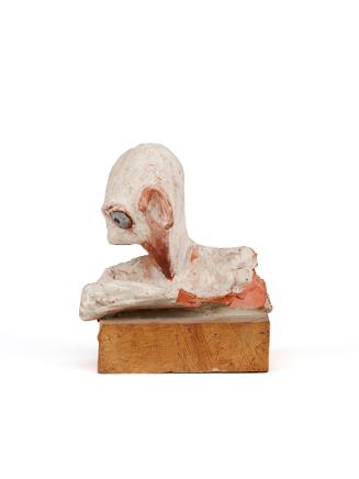 Kurt Hüpfner, Philosoph, 1988, Terrakotta, Engobe, Gips, Pigmentfarbe, Öl, 18 × 15 × 10,5 cm, S…