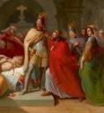 Carl Rahl, Kriemhild an der Leiche Siegfrieds erklärt Hagen als dessen Mörder und schwört Rache…
