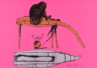Bruno Gironcoli, Kauerndes, 2003, Originalseriegraphie in vier Farben von Hand gedruckt auf gus…