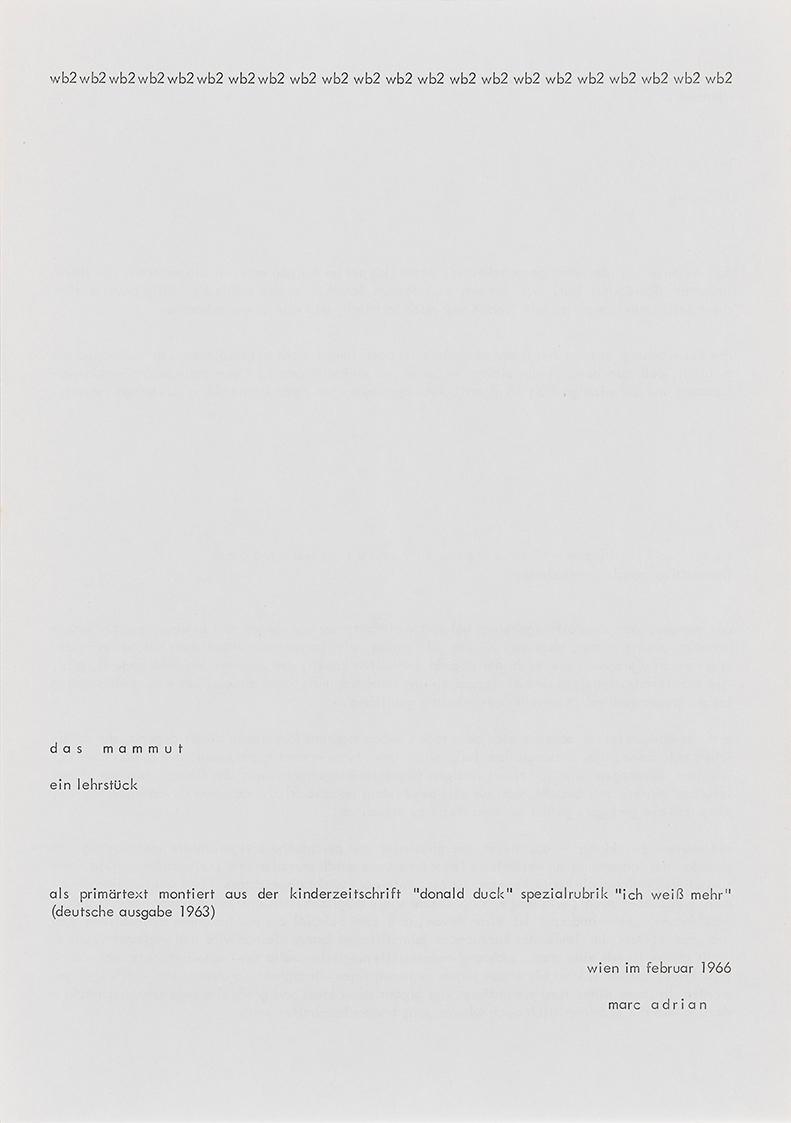 Marc Adrian, das mammut. ein lehrstück, 1966, Druck, 30 × 21 cm, Belvedere, Wien, Inv.-Nr. 1126…