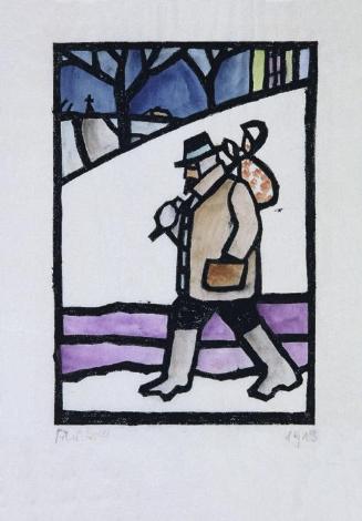 Franz von Zülow, Wanderer in Schneelandschaft, 1913, Holzschnitt, 30,5 x 21 cm, Belvedere, Wien…