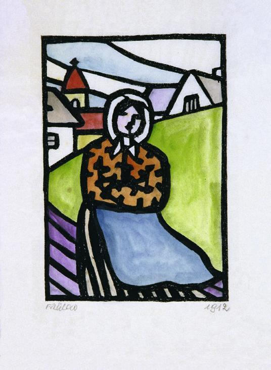 Franz von Zülow, Haugsdorfer Bäuerin, 1913, Holzschnitt, 31,5 x 22,5 cm, Belvedere, Wien, Inv.-…