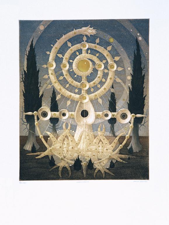 Ernst Steiner, Lebensbaum, 1985, Farbradierung auf Papier, 26 x 21 cm, Belvedere, Wien, Inv.-Nr…