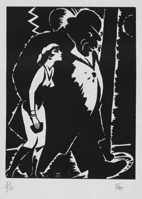 Franz Masereel, Paar bei Nacht (aus der Folge "Expiations", Paris), 1933, Holzschnitt, Belveder…
