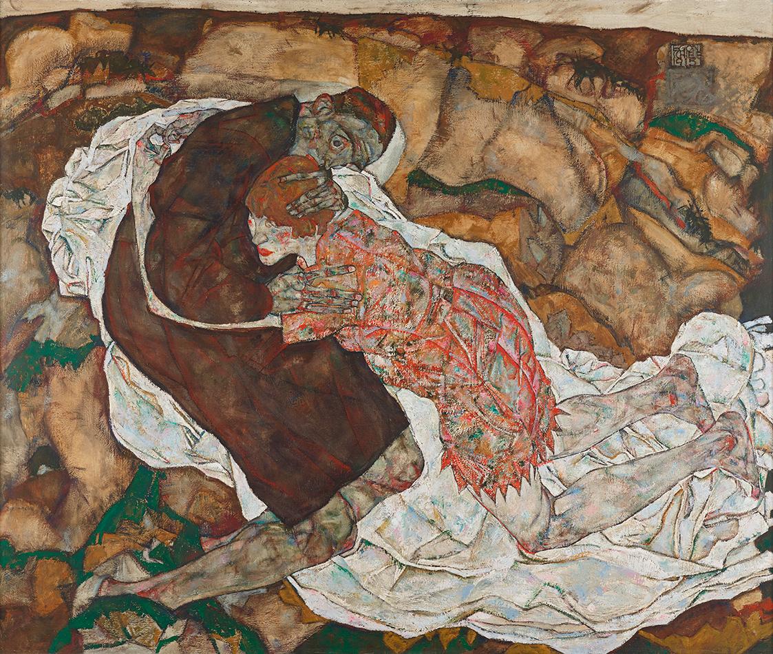 Egon Schiele, Tod und Mädchen, 1915, Öl auf Leinwand, 150 x 180 cm, Belvedere, Wien, Inv.-Nr. 3…
