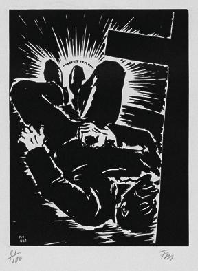 Frans Masereel, Unter dem Kreuz (aus der Folge "Expiations", Paris), 1933, Holzschnitt, Platten…