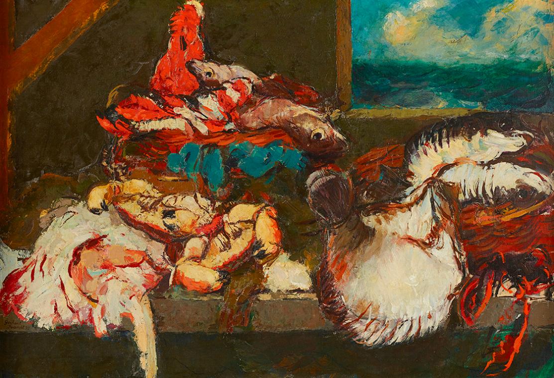 Gerhart Frankl, Stillleben nach Abraham van Beyeren, 1923, Öl auf Leinwand, 80,5 × 115 cm, Belv…