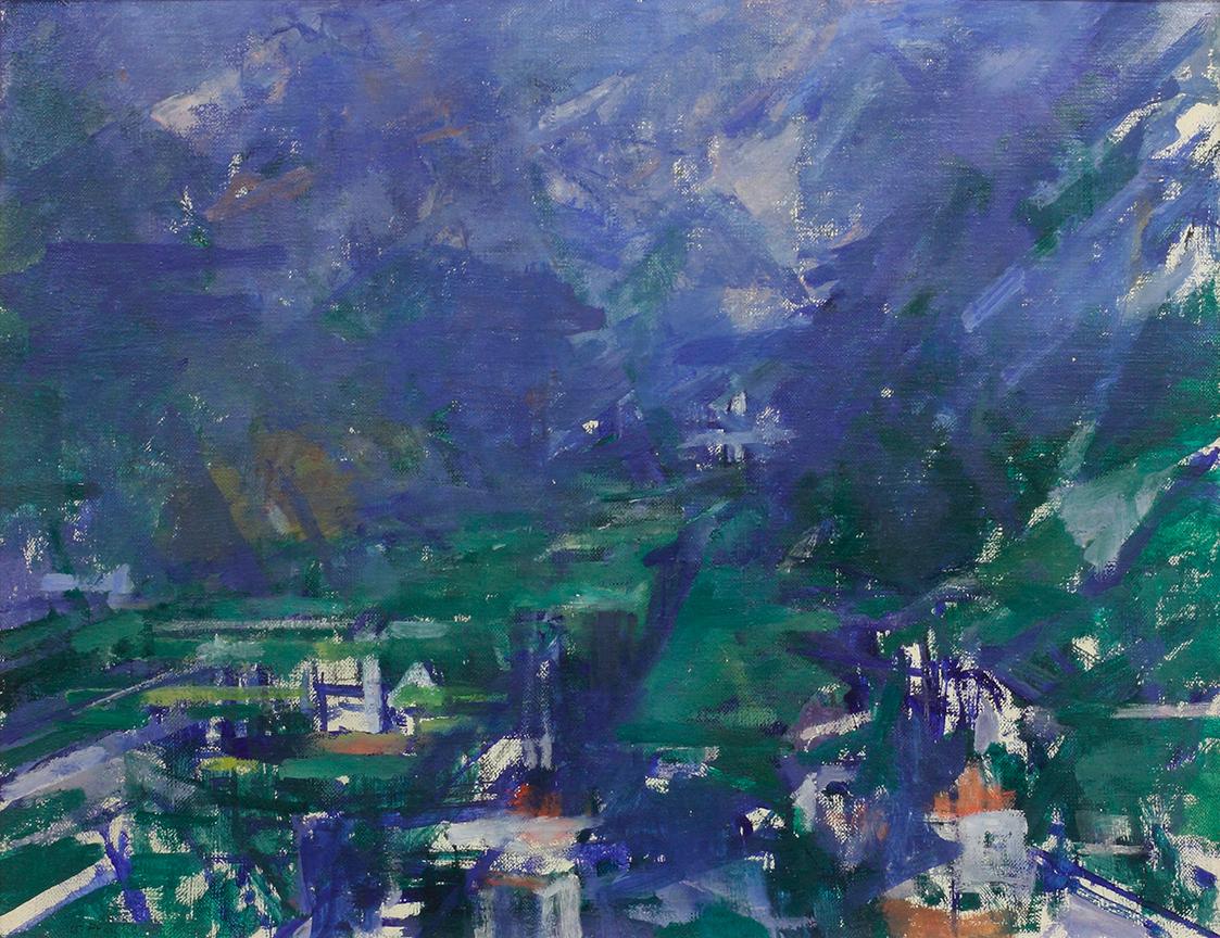 Gerhart Frankl, Rhonetal III, 1962, Öl und Tempera auf Leinwand, 51,5 × 66,5 cm, Legat Peter Pa…