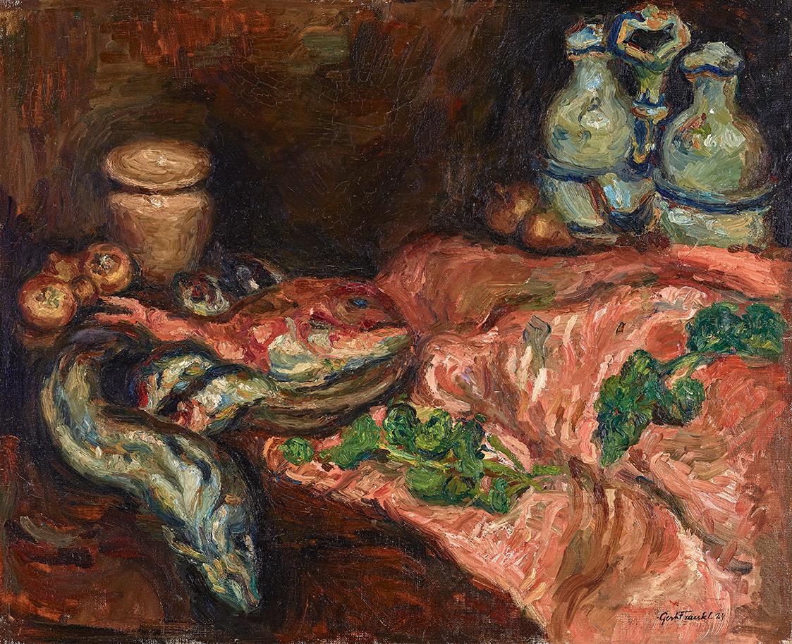 Gerhart Frankl, Stillleben mit Fischen, 1924, Öl auf Leinwand, 60 x 73 cm, Schenkung Gerhart Fr…