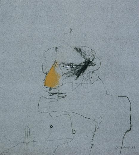 Fritz Fröhlich, Getrieben – durchtrieben, 1988, Ölkreide auf Tonpapier, 35,2 x 31,7 cm, Belvede…