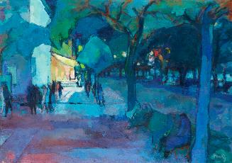 Fred Hartig, Straße bei Nacht, undatiert, Öl auf Leinwand, 68 x 94 cm, Artothek des Bundes, Dau…