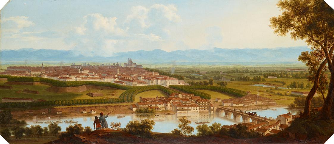 Alois von Saar, Die befestigte Stadt Verona, 1831, Öl auf Leinwand, 67,5 x 153 cm, Belvedere, W…