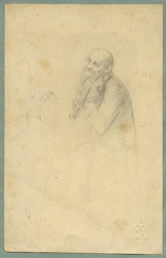 Max Kurzweil, Geigenspieler, um 1894/1895, Bleistift auf Papier, 22,9 × 14,6 cm, Belvedere, Wie ...