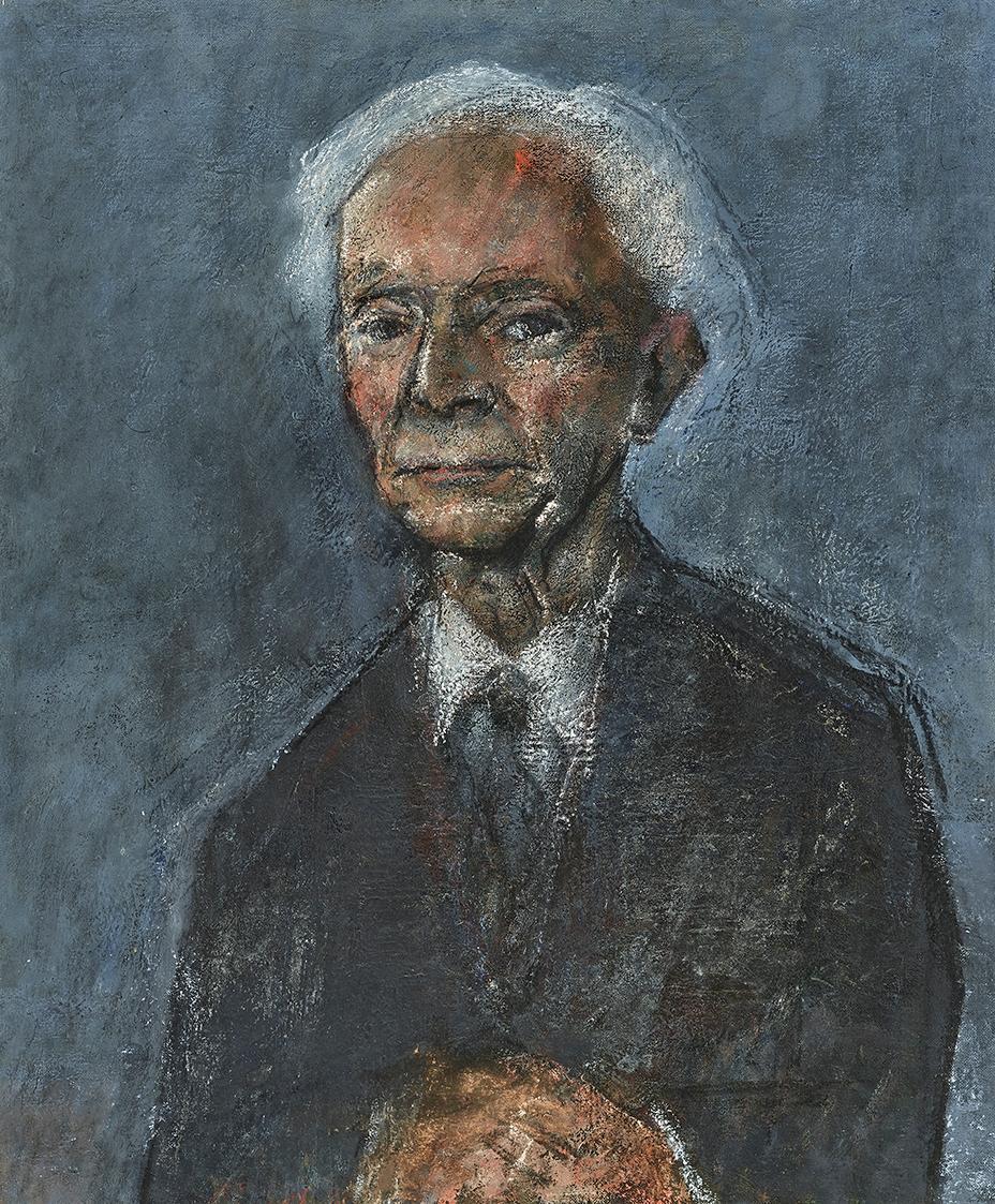 Gerhart Frankl, Studie I für das Porträt B. Russel, 1960, Öl und Tempera auf Leinwand, 61 × 51 …