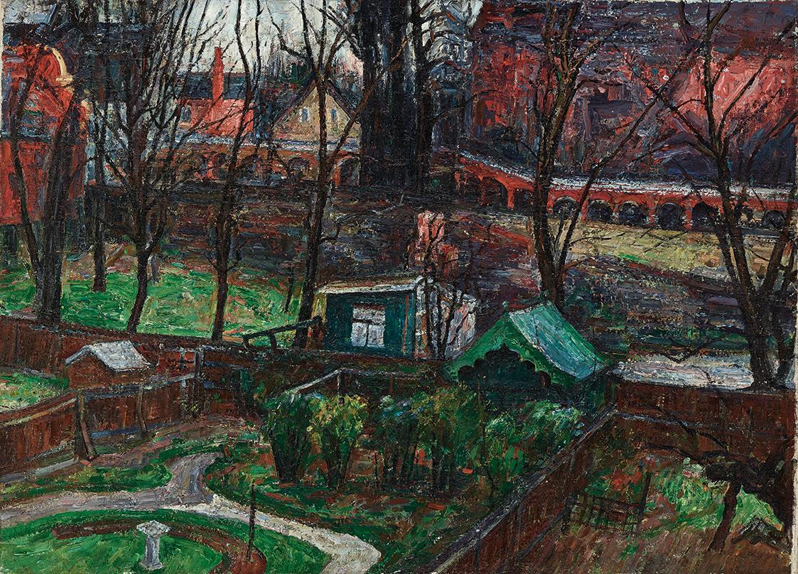 Gerhart Frankl, Gärten und Häuser V, 1946, Tempera und Öl auf Leinwand, 55,5 × 76,5 cm, Schenku…