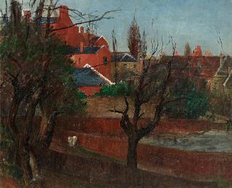 Gerhart Frankl, Gärten und Häuser VI, 1946, Tempera und Öl auf Leinwand, 53,5 × 66 cm, Schenkun…